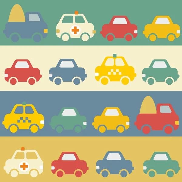 Seamless pattern with cartoon cars. — Stock Vector