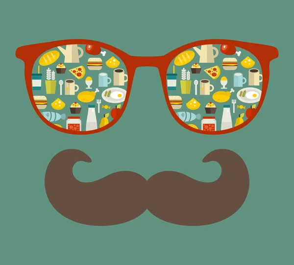 Gafas de sol retro con reflejo para hipster . — Vector de stock