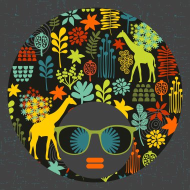 desen saçlı siyah baş kadın.