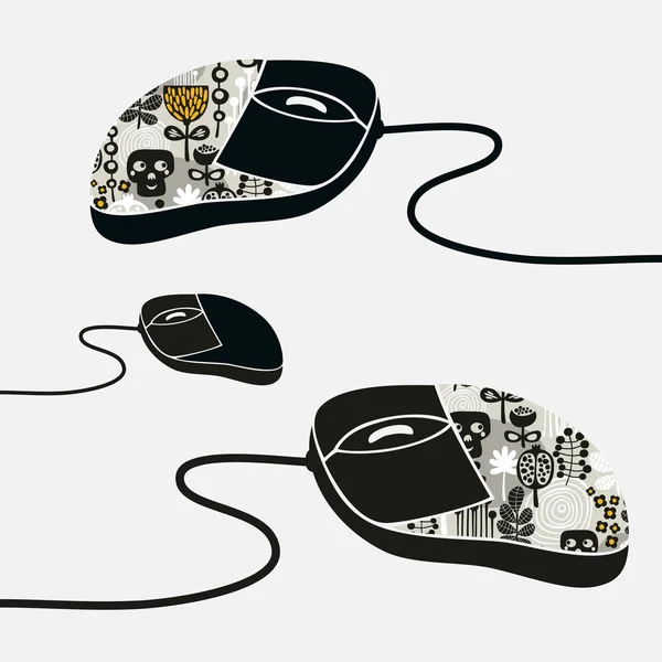 Mouse de computador decorado com impressão de design . —  Vetores de Stock