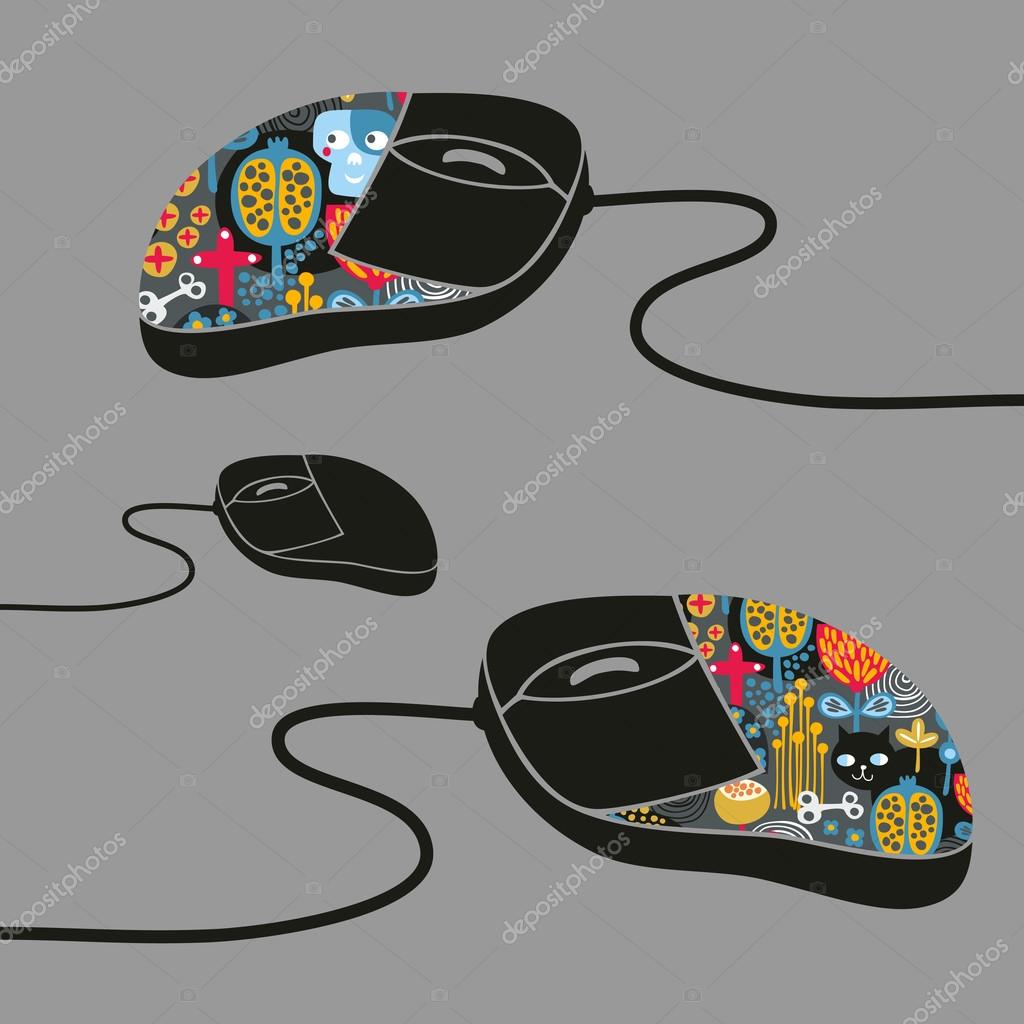 Computer mouse decorated with design print. Stock Vector Image by ...