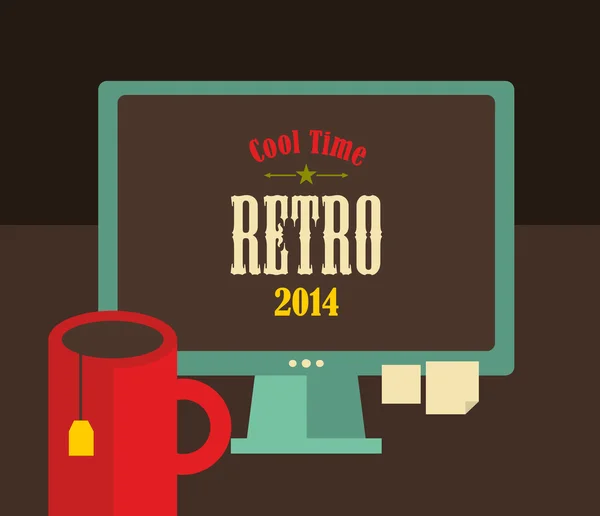 Pantalla de ordenador i colores retro . — Vector de stock