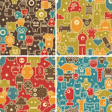 robotlar ile Dikişsiz desen seti.