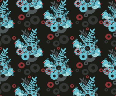 Mavi kuş ile renkli seamless modeli.