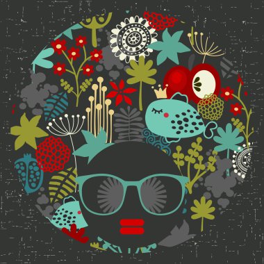 garip saçlı siyah baş kadın.