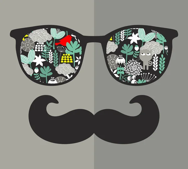 Gafas retro con reflejo para hipster . — Vector de stock