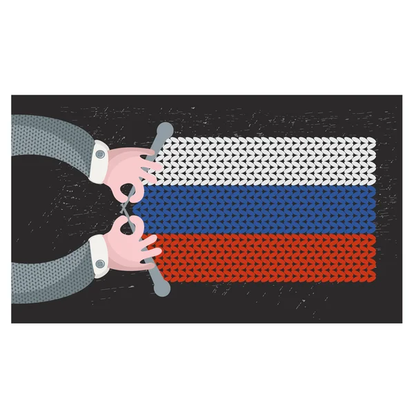Hand made flag of Russia. — Stock Vector