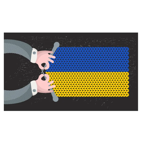 Ręcznie wykonana Flaga Ukrainy. — Wektor stockowy