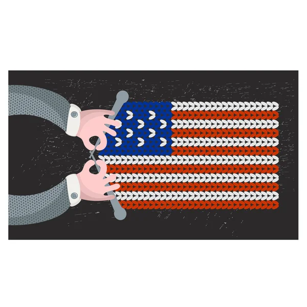 Hand made flag of the USA. — Stock Vector