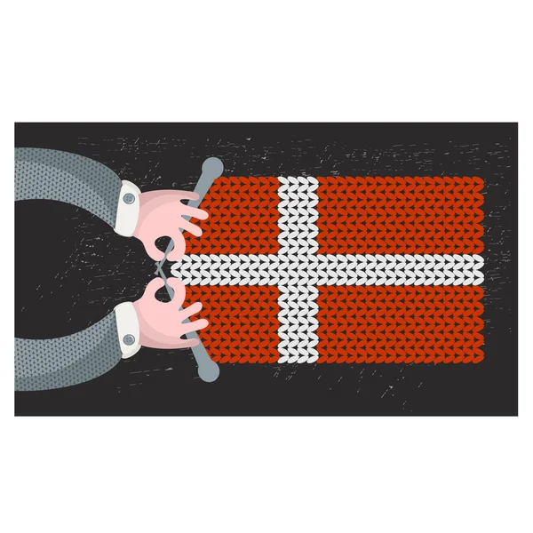 손으로 만든 덴마크의 국기. — стоковий вектор