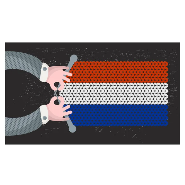 Bandiera fatta a mano dell'Olanda . — Vettoriale Stock