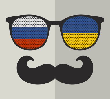 Rus, Ukrayna bayrağı ile Retro güneş gözlüğü