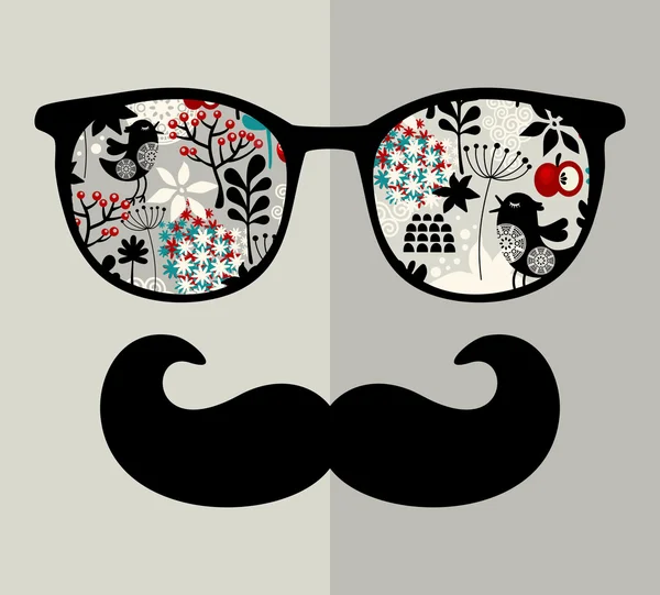 Retro zonnebril met reflectie voor hipster. — Stockvector