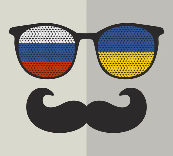 Retro sunglasses with russian, ukrainian flag — Stock Vector