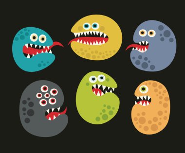 Set of cute virus monsters. clipart