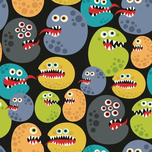 다채로운 바이러스 괴물과 완벽 한 패턴. — 스톡 벡터
