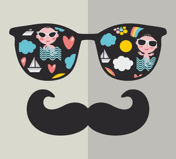 Retro solglasögon med eftertanke för hipster. — Stock vektor