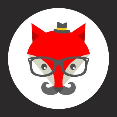 hipster fox etiketi.
