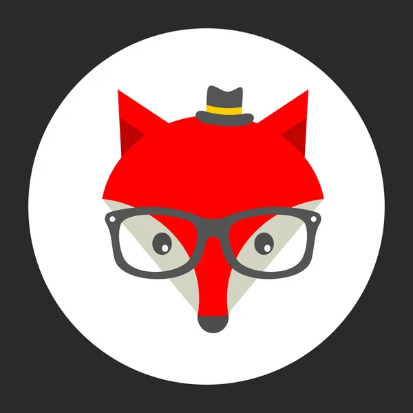 Hipster fox etikett. — Stock vektor