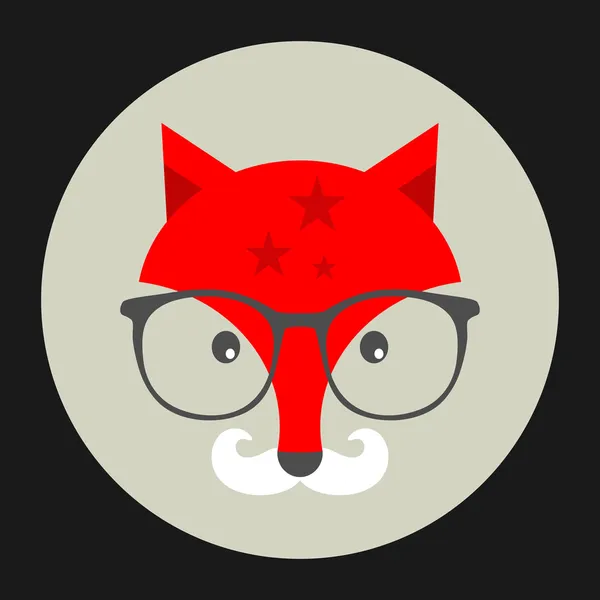 Hipster emblem med fox i glas. — Stock vektor
