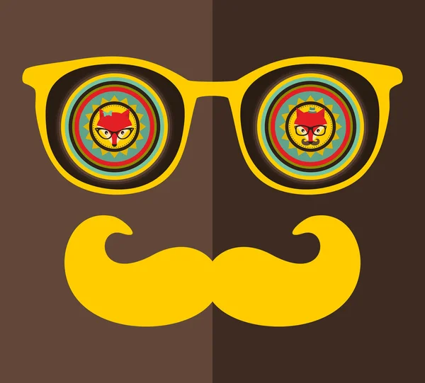 Ochelari de soare retro cu reflecție pentru hipster . — Vector de stoc