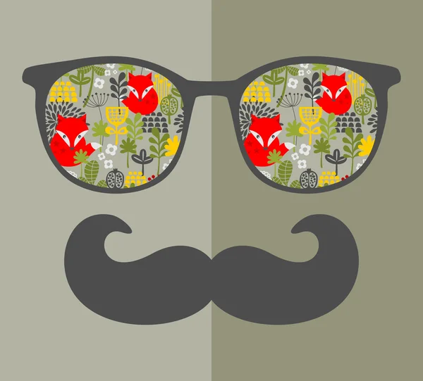 Gafas de sol retro con reflejo para hipster . — Vector de stock