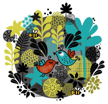 Aşk kuşları ile yuvarlak kalıp.