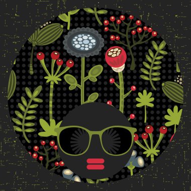 garip saçlı siyah baş kadın.