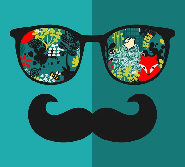 Gafas de sol retro con reflejo para hipster . — Vector de stock