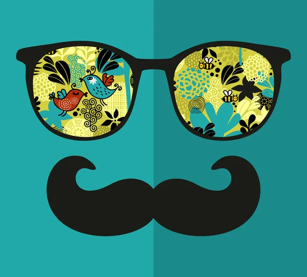 Retro zonnebril met reflectie voor hipster. — Stockvector