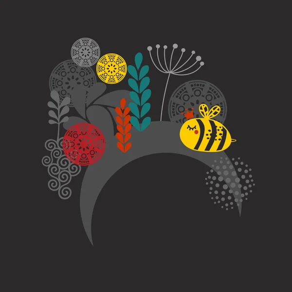 Étiquette avec abeille mignonne . — Image vectorielle