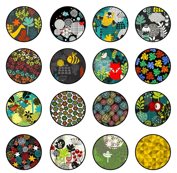 Grand ensemble de boules avec motifs d'impression . — Image vectorielle