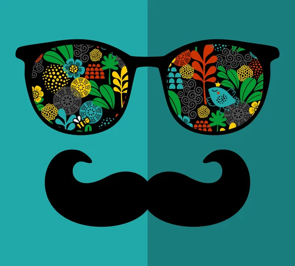 Gafas de sol retro con reflejo para hipster . — Vector de stock