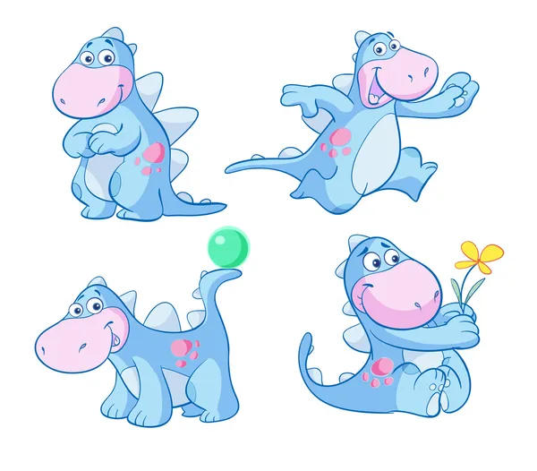 Cute blue dino — Stock Vector