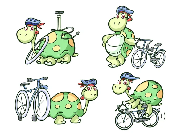 Cycling turtle on bike — Stock Vector