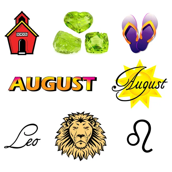 August Icons — Stock Vector