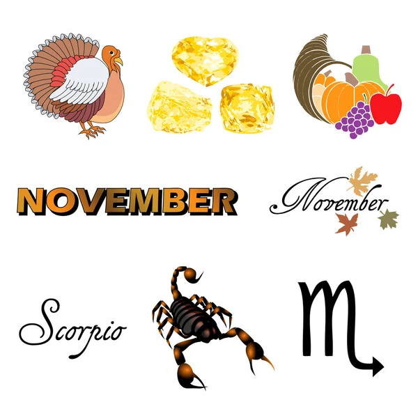 Iconos de noviembre — Vector de stock