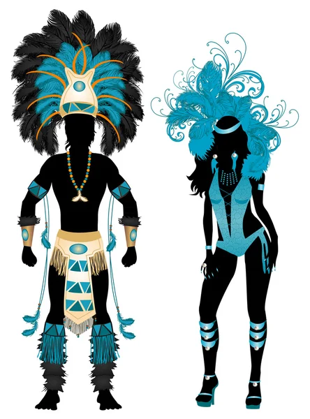 Carnaval couple bleu — Image vectorielle