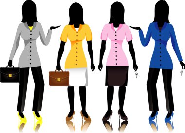 Career business women in suits, raster version Illustration. vector