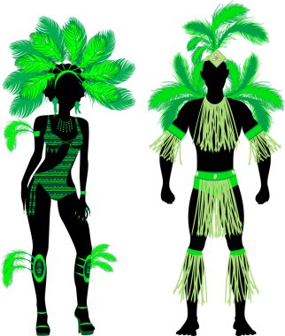 Çift için karnaval kostümü silhouettes