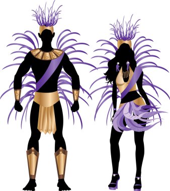Couple for Carnival Costume Silhouettes clipart