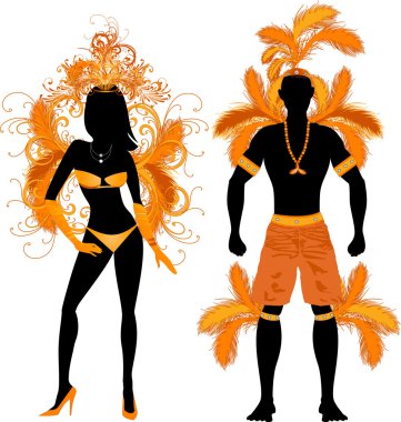 Çift için karnaval kostümü silhouettes
