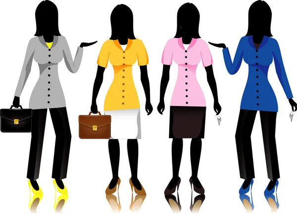 Karriere-Business-Frauen in Anzügen, Rasterversion Illustration. — Stockvektor