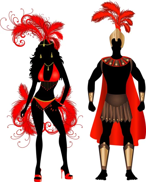Par för karneval kostym silhuetter — Stock vektor