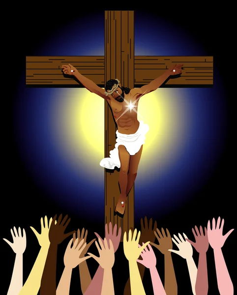 Jesus Cross Crowd — Stock Vector