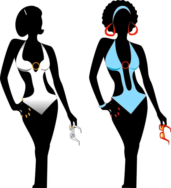 Maillot de bain silhouette femmes — Image vectorielle