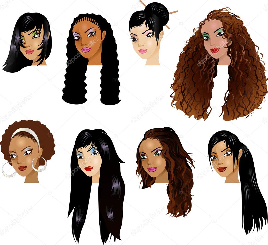 Raster version Illustration of Black Women Faces