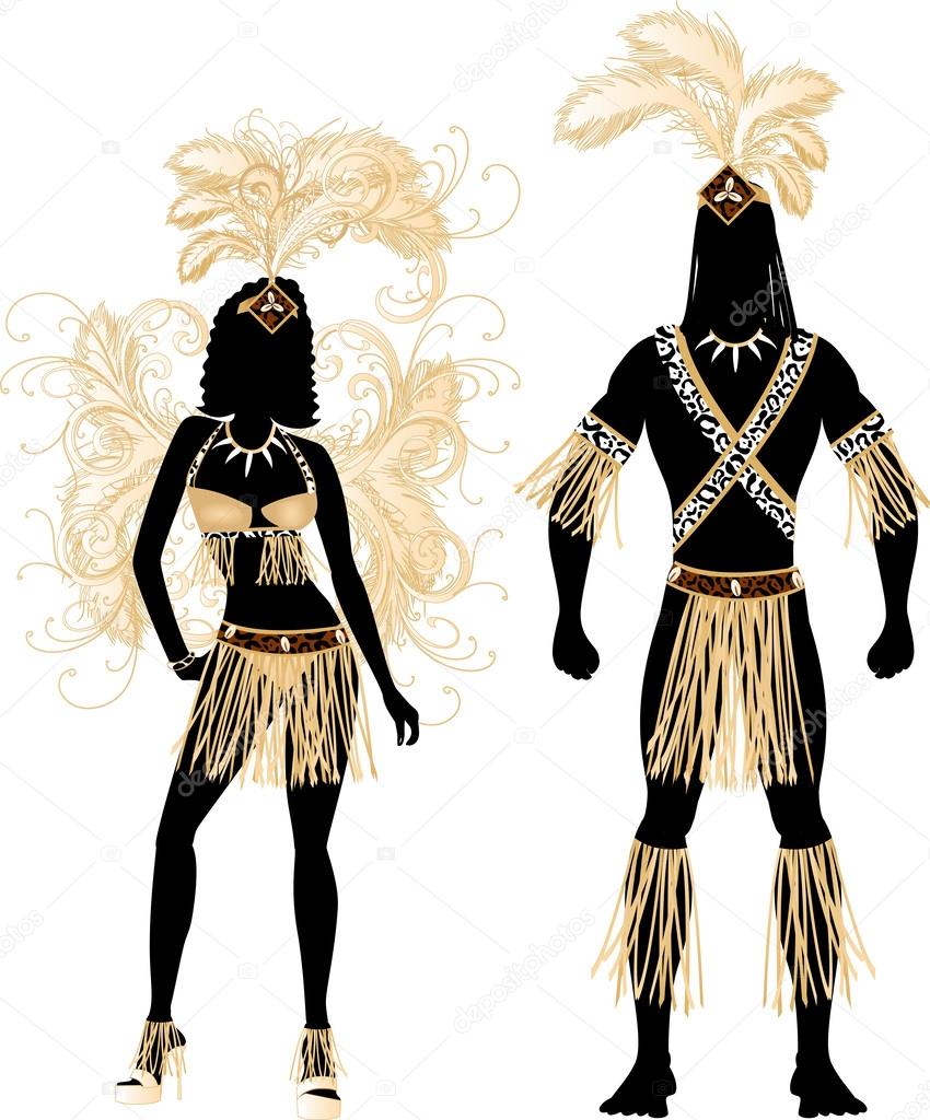 Couple for Carnival Costume Silhouettes