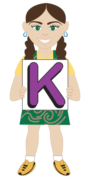 Letter K Girl — Stock Vector