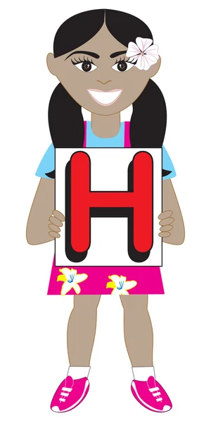 字母 h 的女孩 — 图库矢量图片